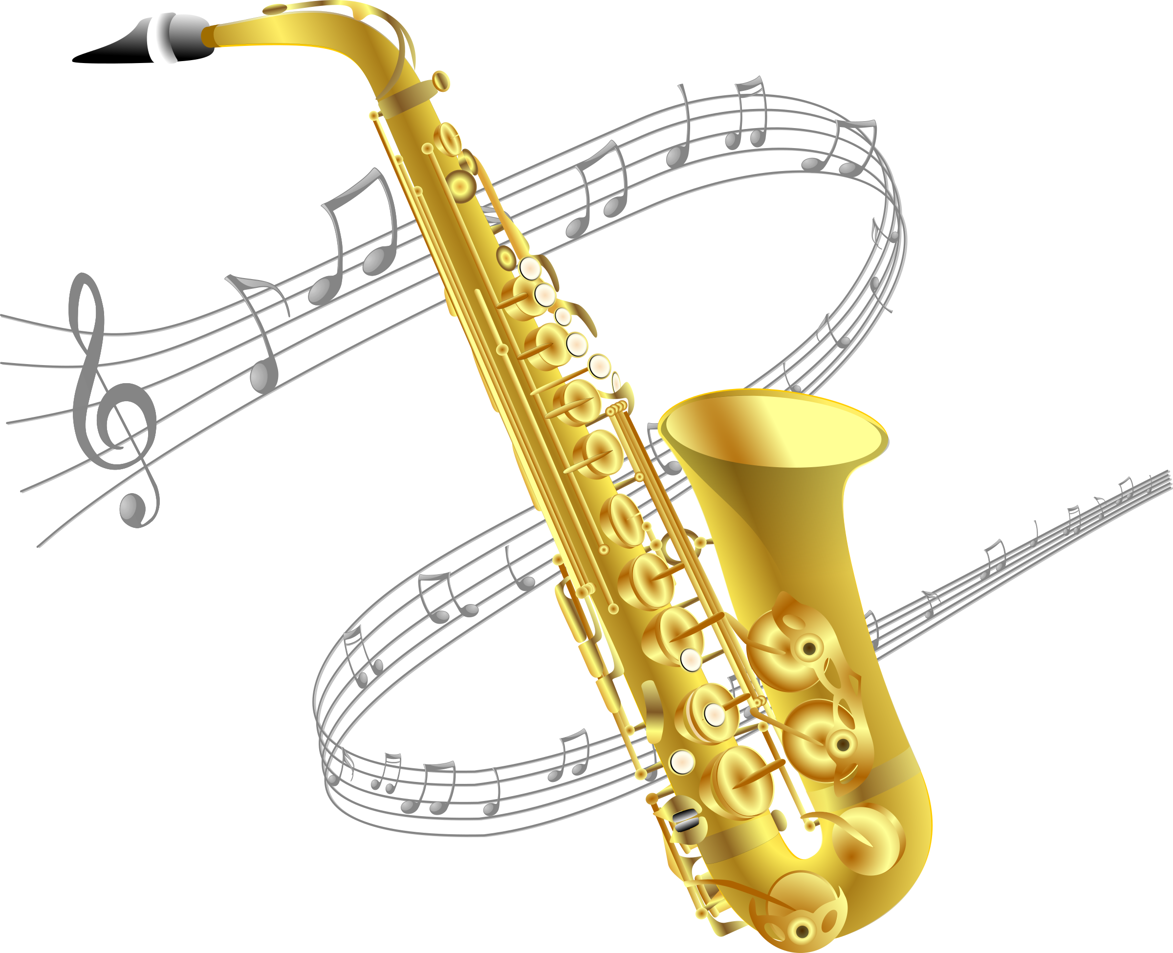 Golden Saxophone Musical Notes