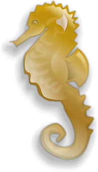 Golden Seahorse Illustration