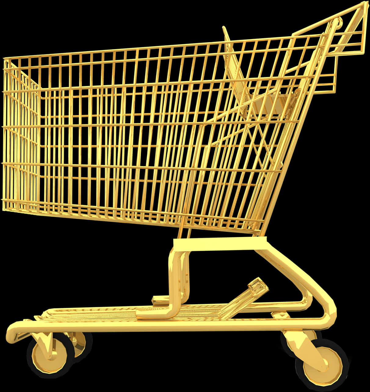 Golden Shopping Cart3 D Render