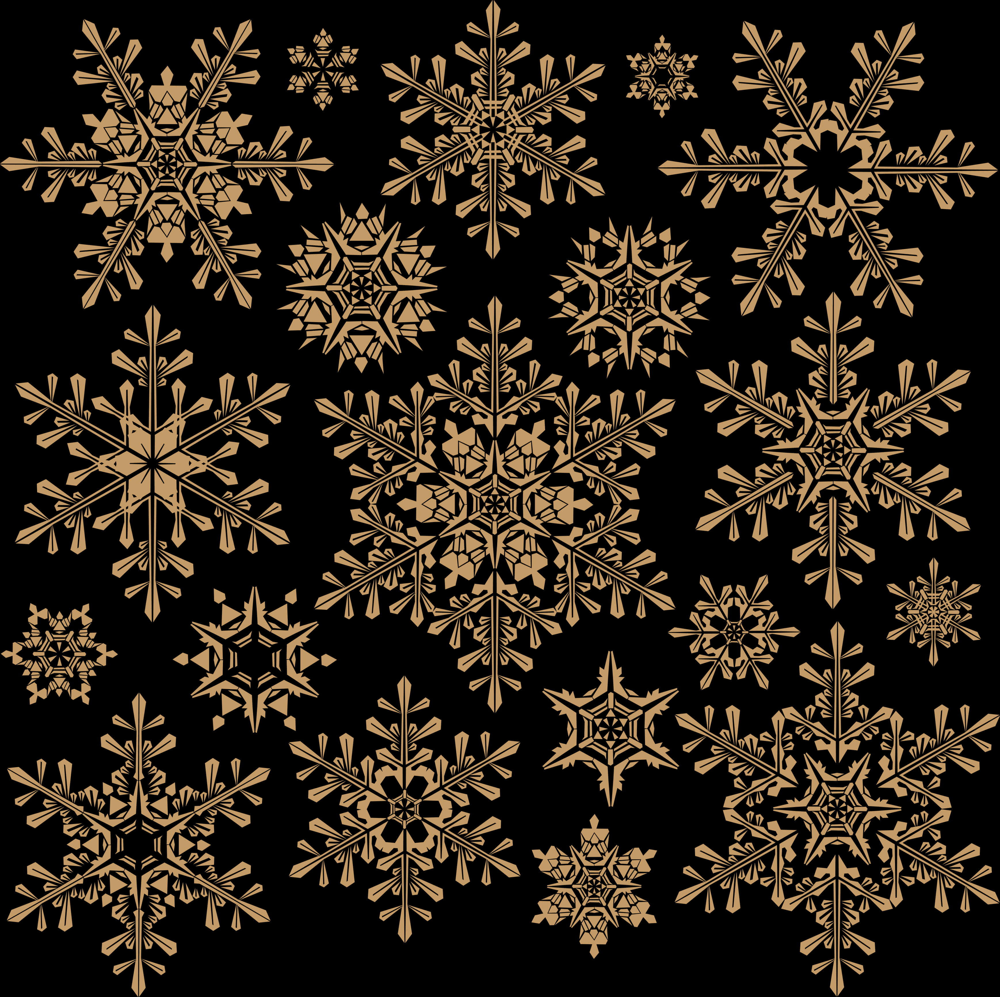 Golden_ Snowflake_ Collection_ Black_ Background