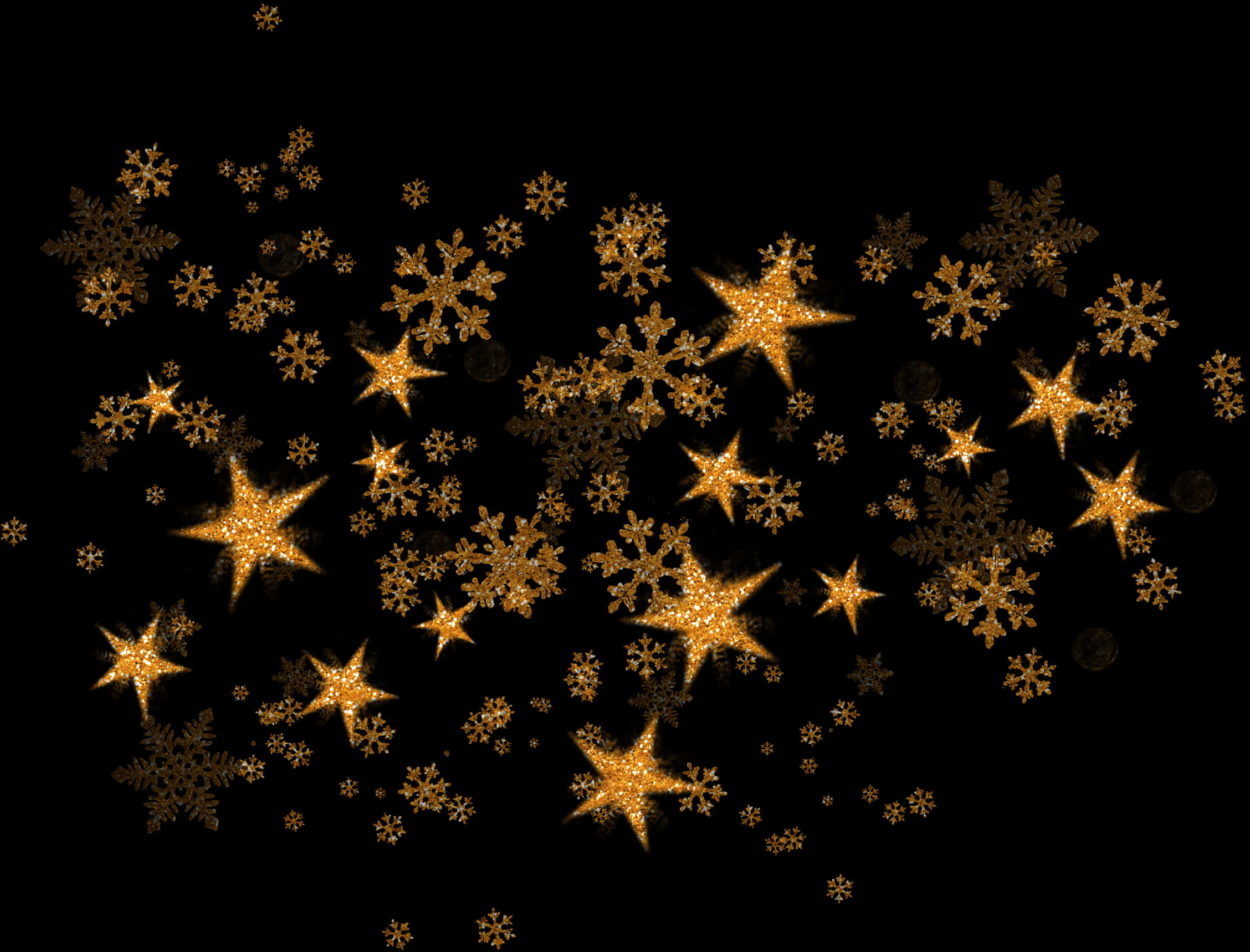 Golden Snowflakeson Black Background