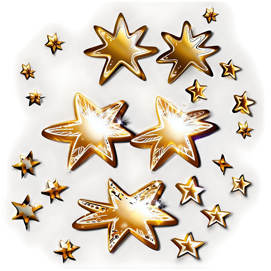 Golden Sparkle Stars Png 06252024