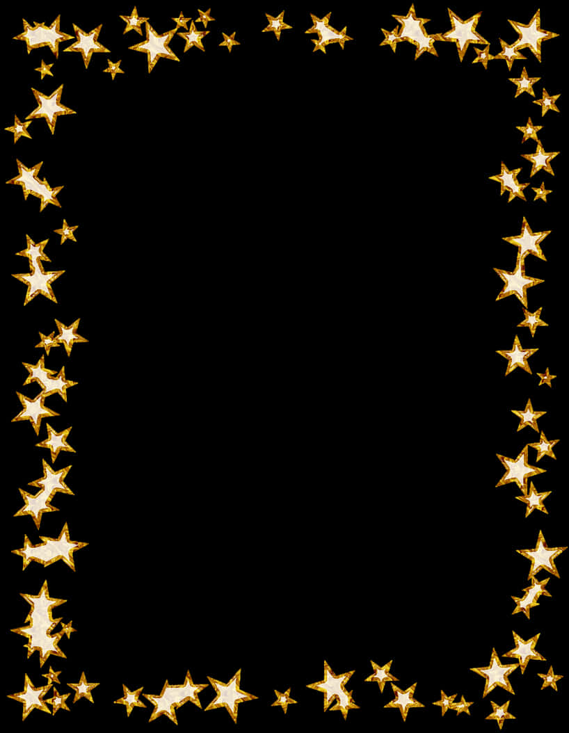 Golden Star Frame Black Background