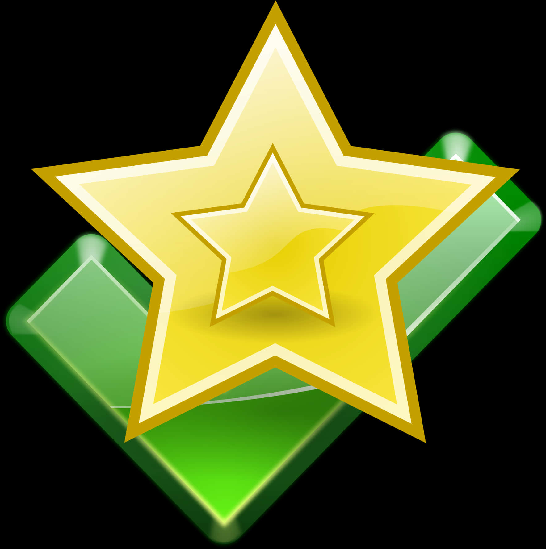 Golden Star Green Check Background