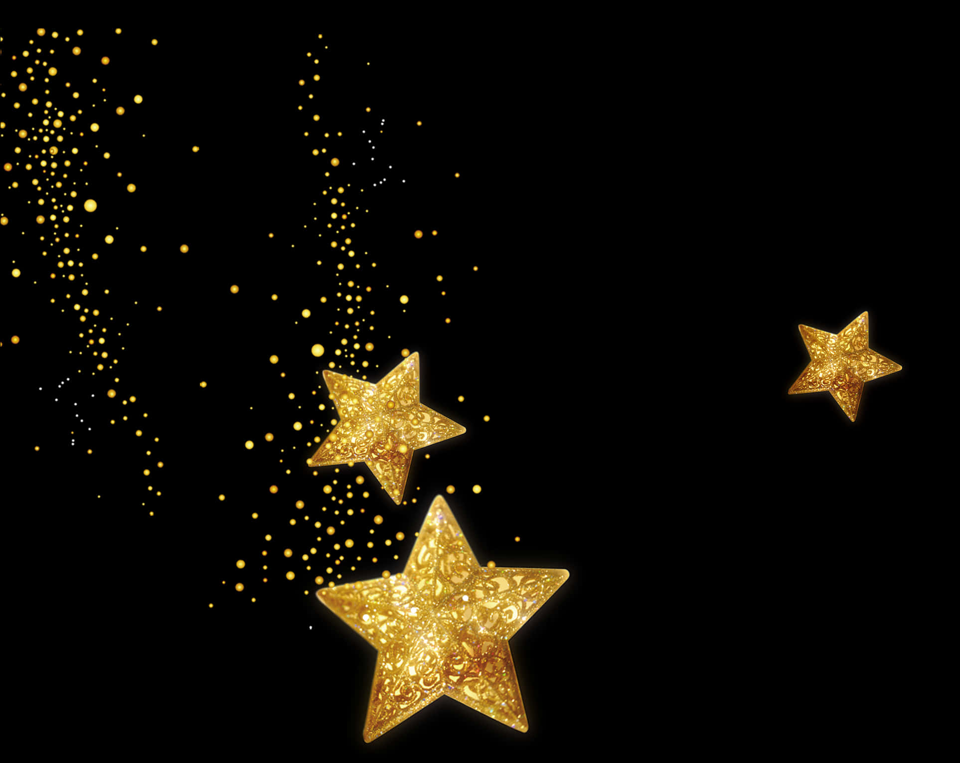 Golden Stars Sparklingon Black Background