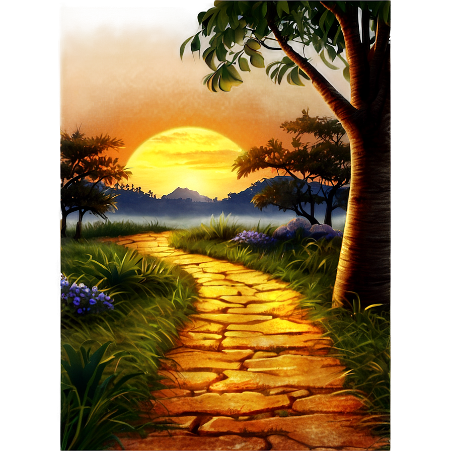 Golden Sunset Path Png 06202024