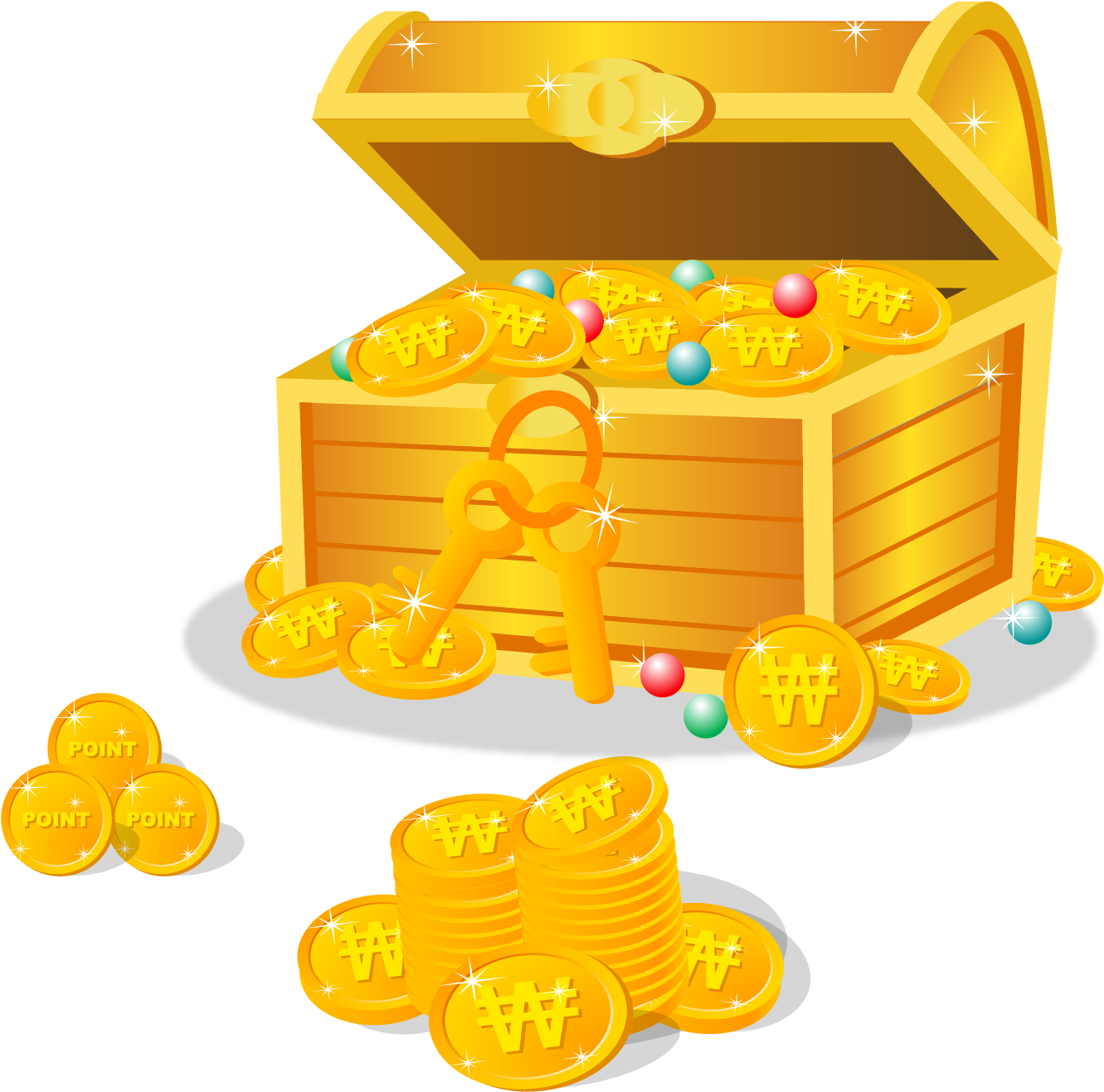 Golden Treasure Chestwith Coinsand Gems