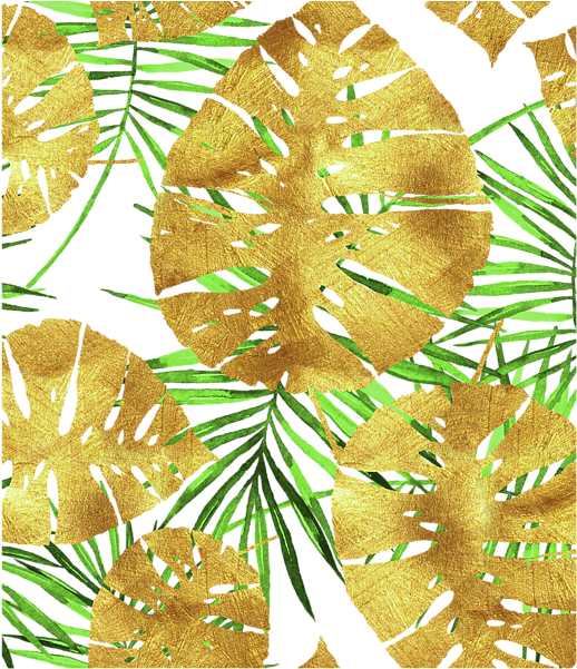 Golden Tropical Leaves Pattern