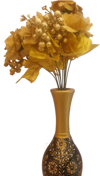 Golden Vasewith Artificial Flowers