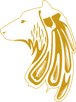 Golden Wolf Silhouette Art