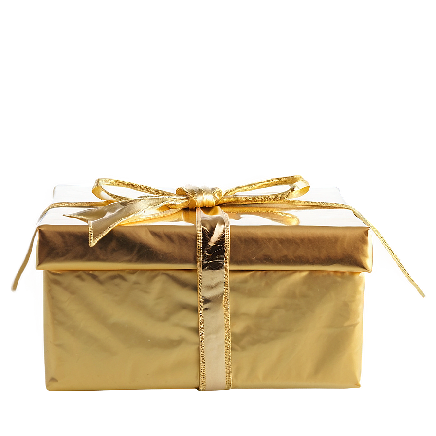 Golden Wrapped Gift Png 05242024