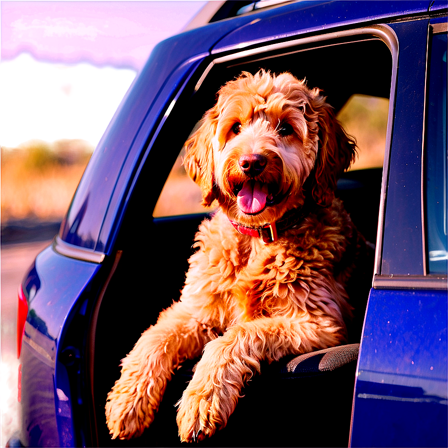 Goldendoodle In Car Png Jhg