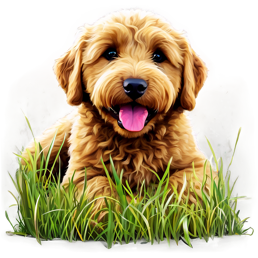 Goldendoodle In Grass Png 74