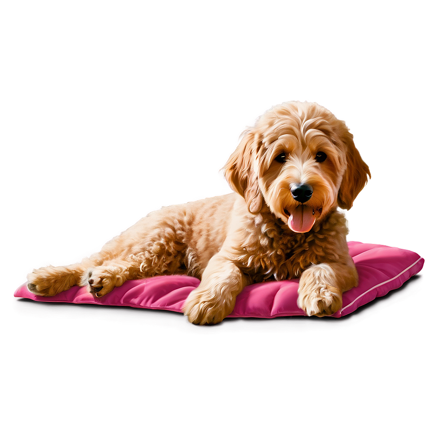 Goldendoodle On Bed Png 06262024