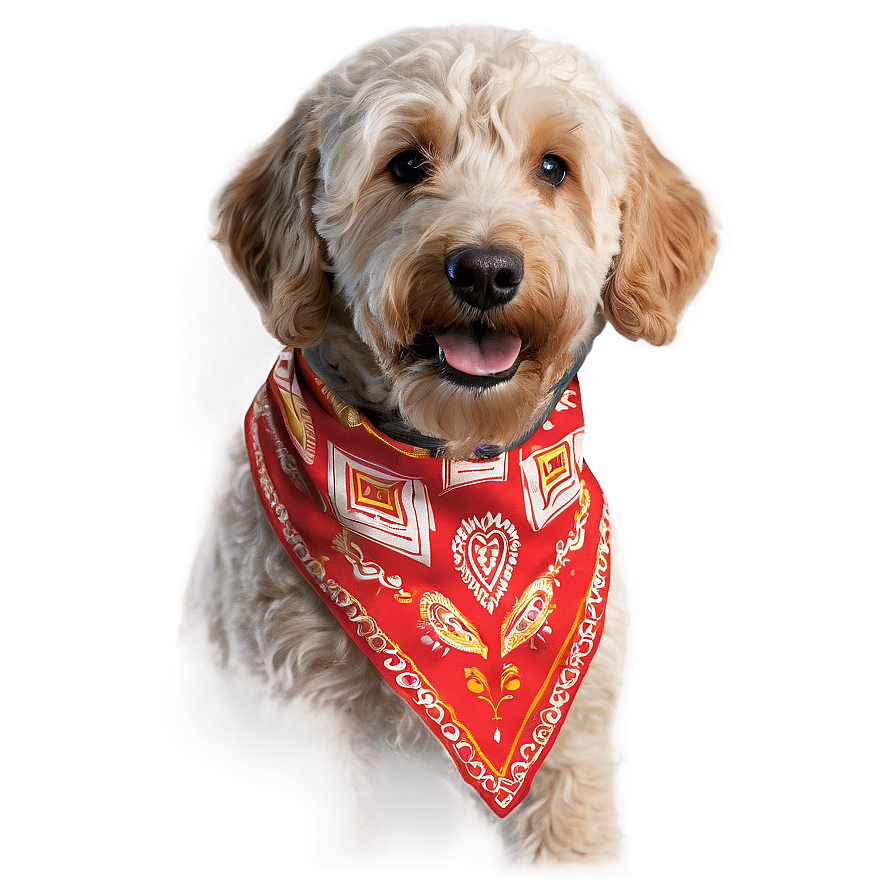 Goldendoodle Wearing Bandana Png 61