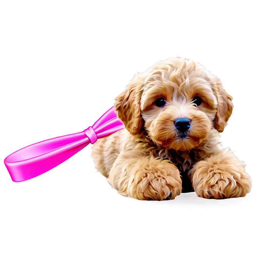 Goldendoodle With Bow Png 06262024