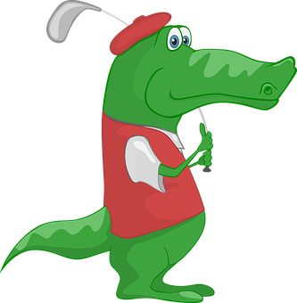 Golfing Crocodile Cartoon