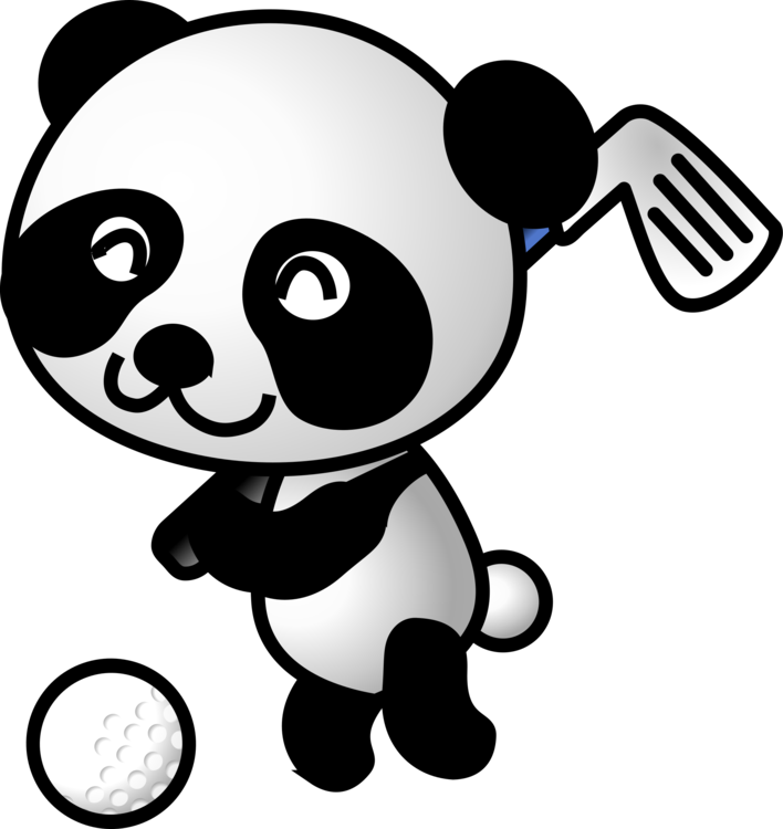 Golfing Panda Cartoon