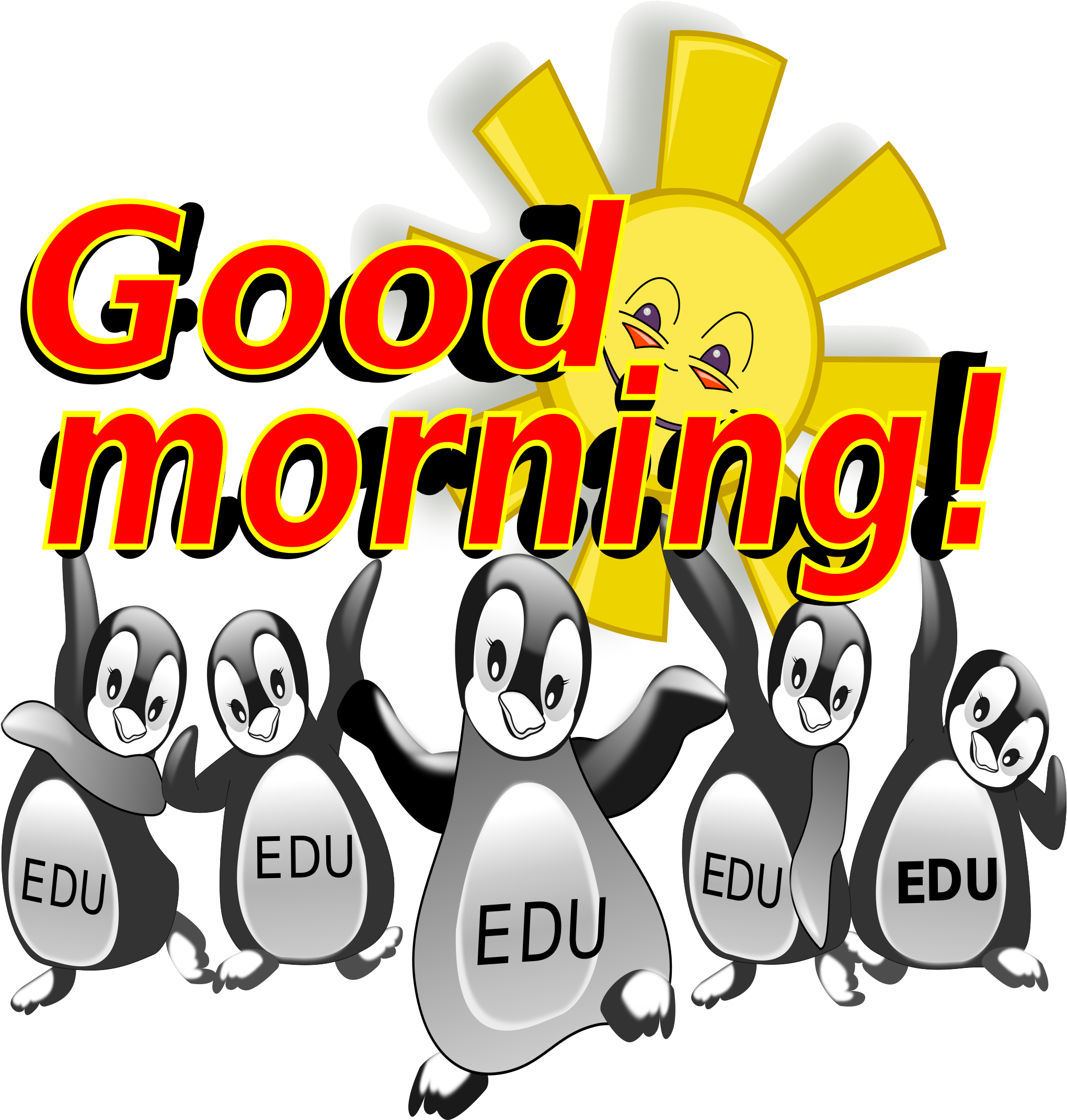 Good Morning Penguinsand Sun Illustration