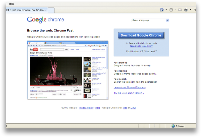 Google Chrome Promotional Page