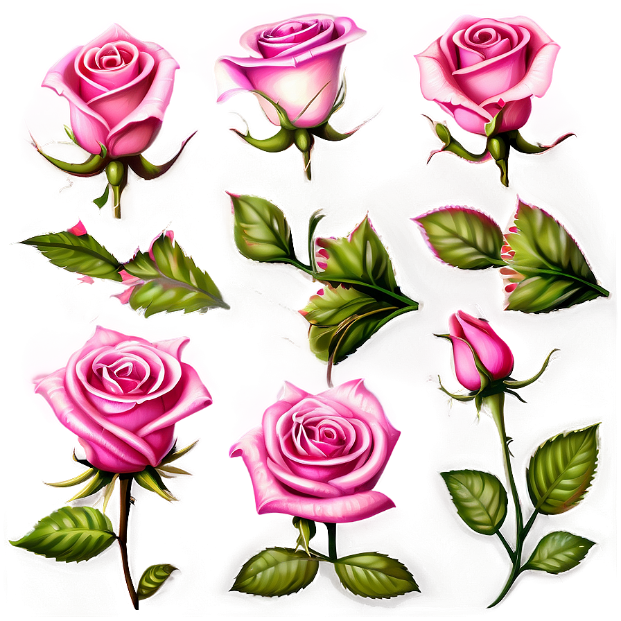 Gorgeous Pink Roses Set Png Sgq