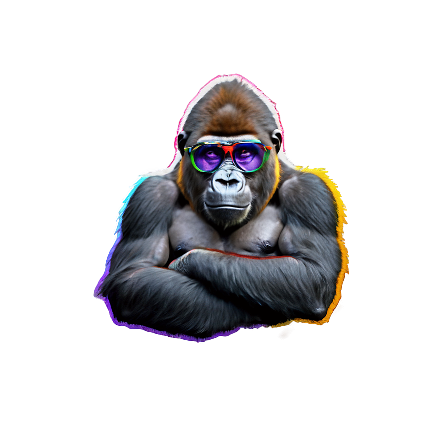 Gorilla With Colorful Glasses Png Fdp16