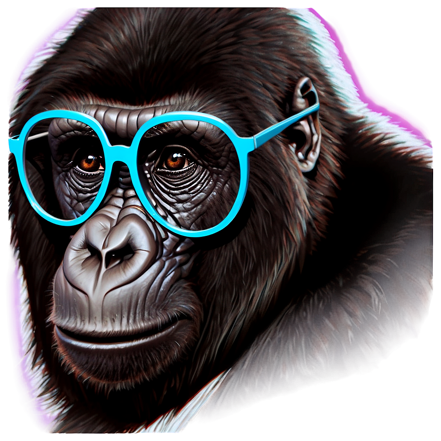 Gorilla With Stylish Glasses Png Ulp