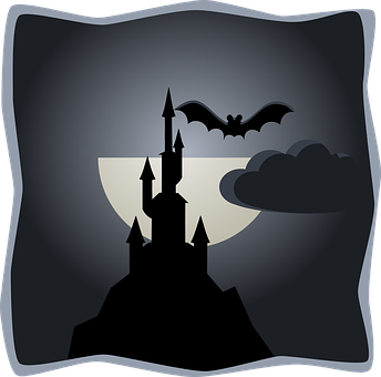 Gothic Castleand Bat Silhouette