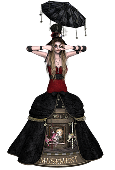 Gothic Doll Girlwith Umbrella