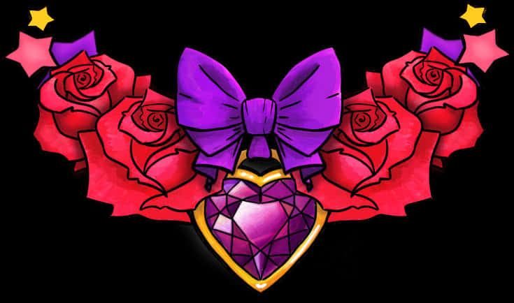 Gothic Heartand Roses Tattoo Design