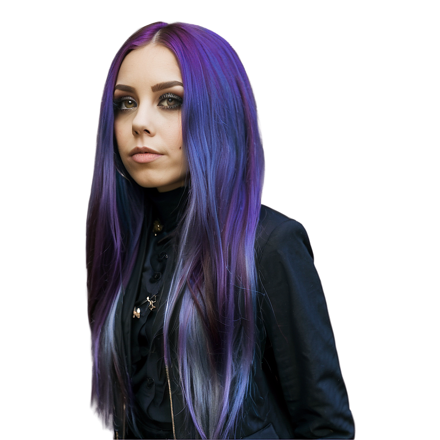 Gothic Purple Hair Fashion Look Png 06272024