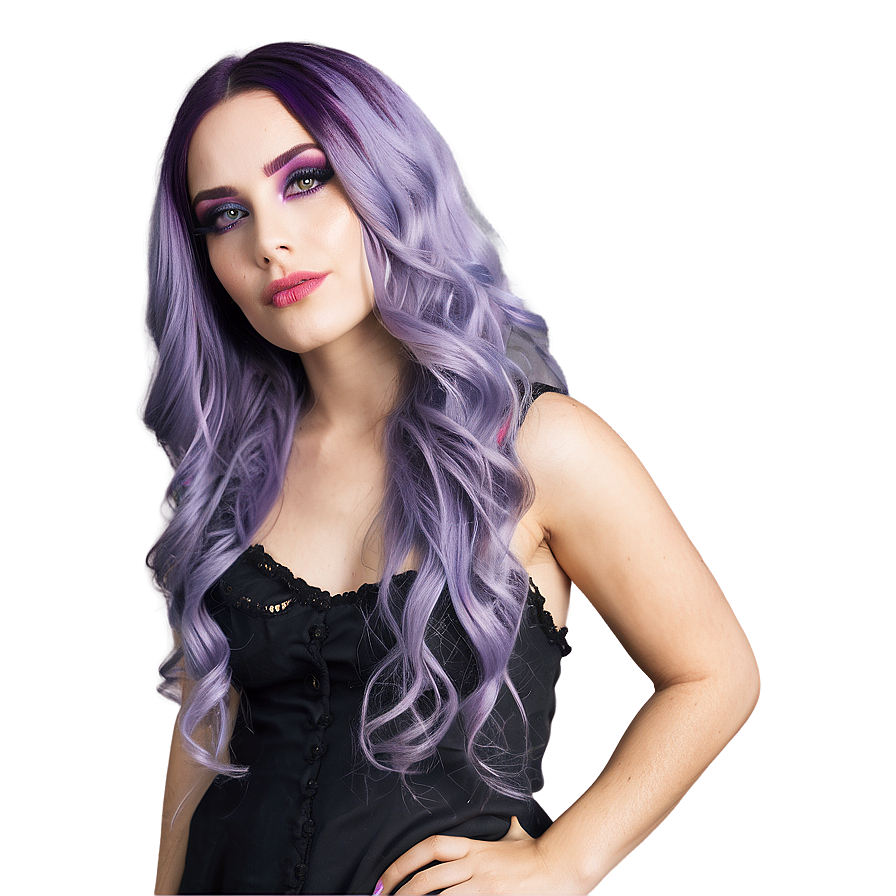 Gothic Purple Hair Fashion Look Png 06272024