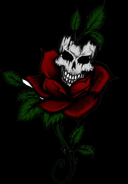 Gothic Skull Rose Art