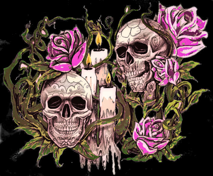 Gothic Skullsand Roses Artwork