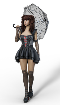 Gothic Womanwith Umbrella