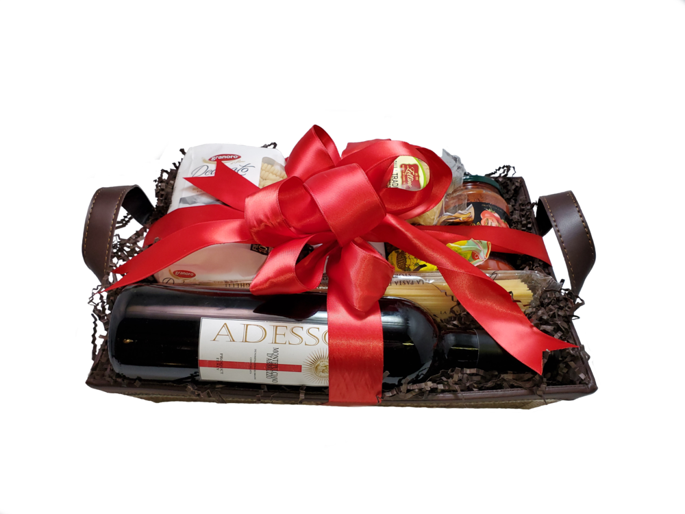 Gourmet Gift Basketwith Red Ribbon