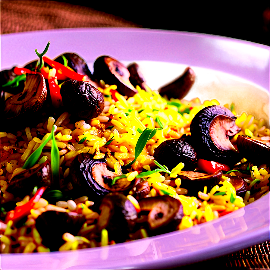 Gourmet Mushroom And Truffle Oil Paella Png Aqd70