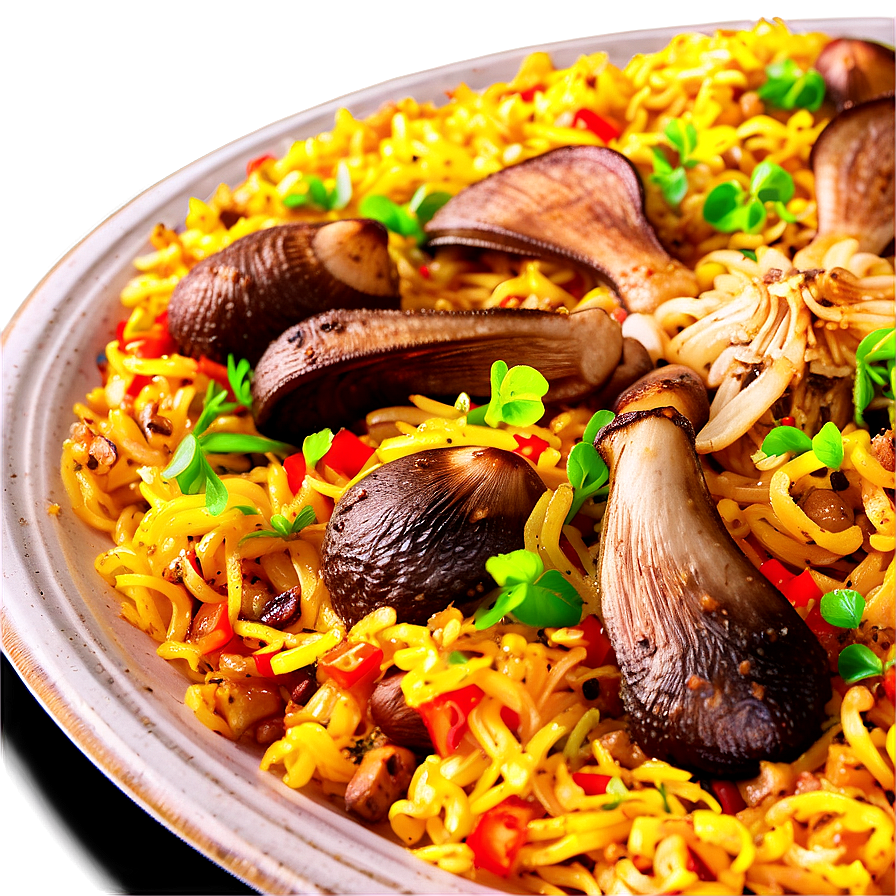 Gourmet Mushroom And Truffle Oil Paella Png Sbd57