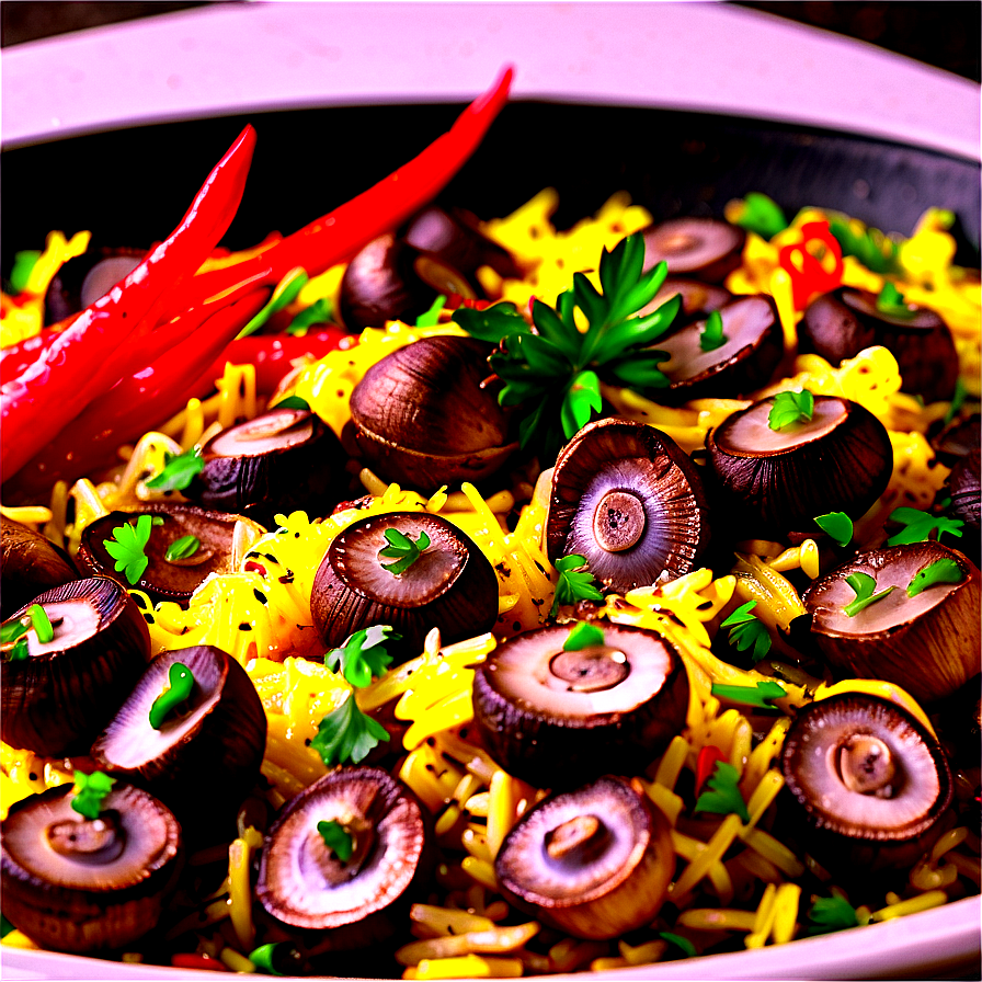 Gourmet Mushroom And Truffle Oil Paella Png Vvb