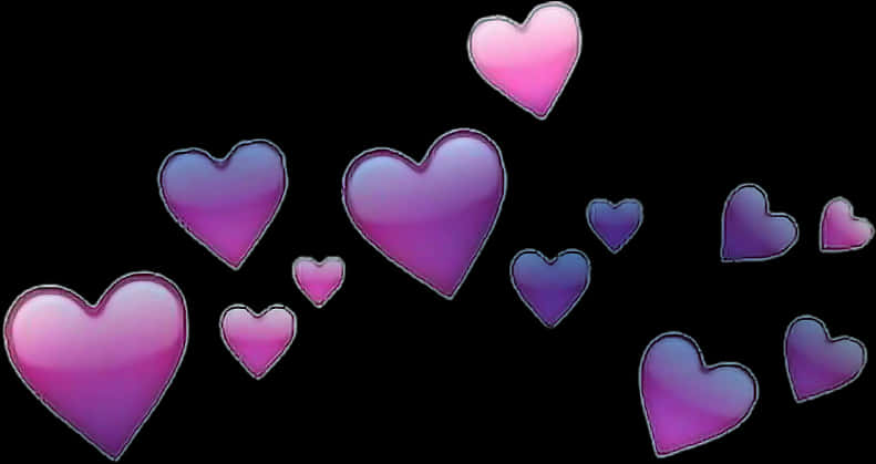 Gradient Hearts Black Background