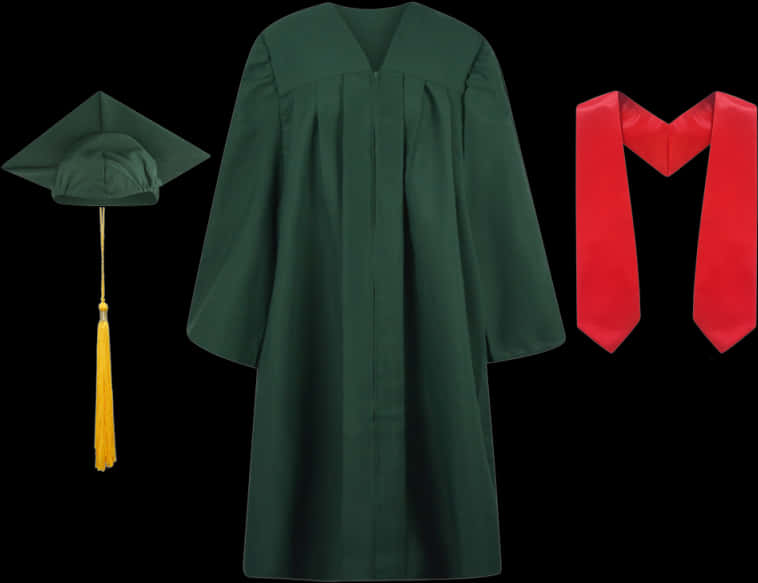 Graduation Capand Gownwith Red Stole