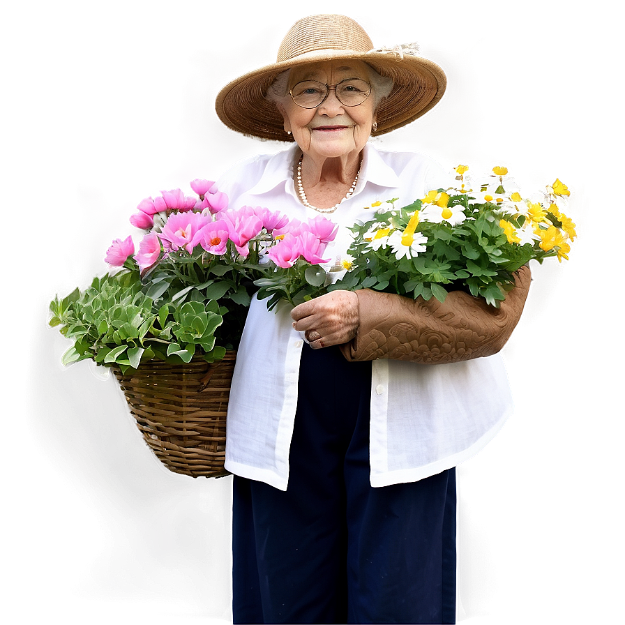 Grandma In Garden Png Lxj49