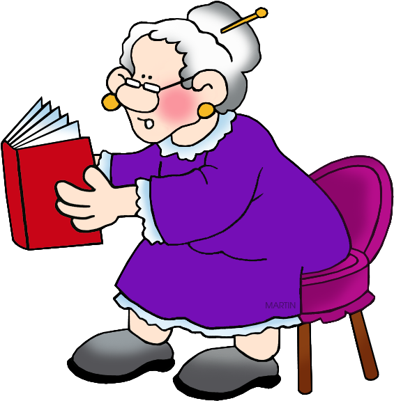 Grandma Reading Book Cartoon