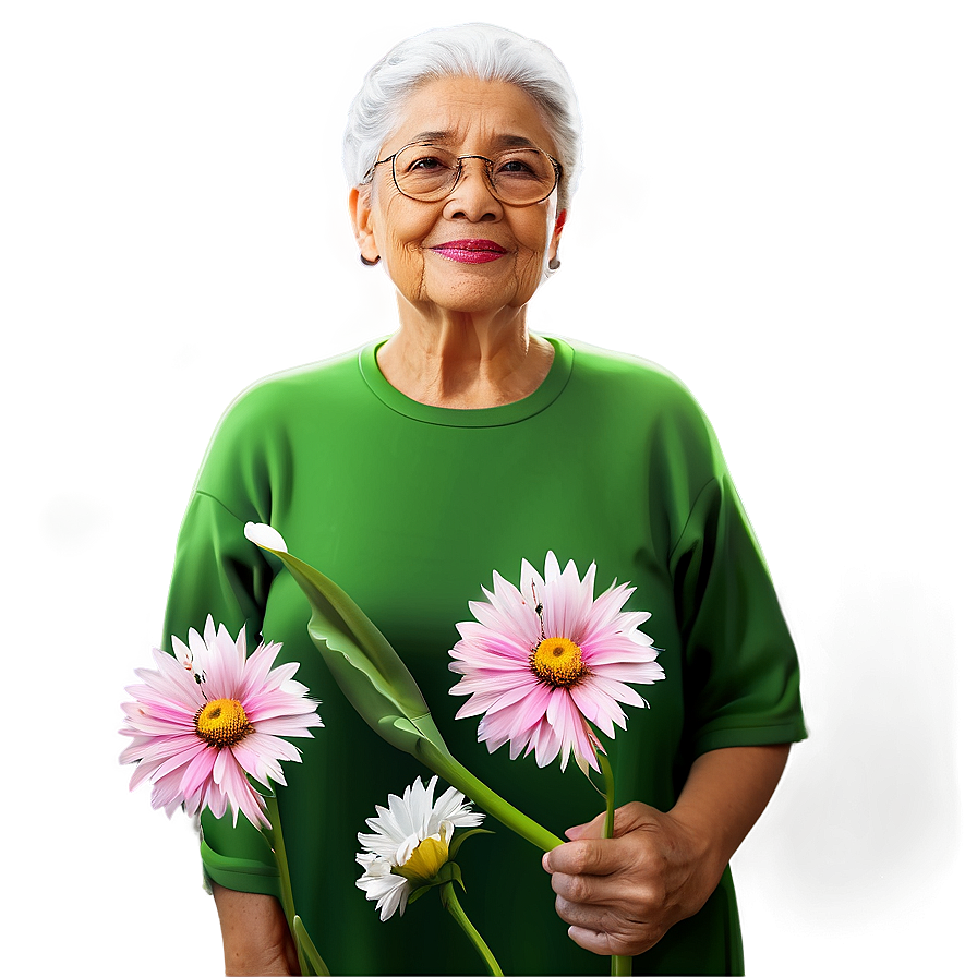 Grandma With Flowers Png 06112024