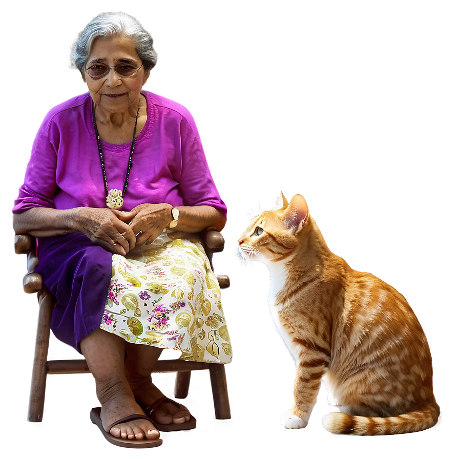 Grandmother With Cat Png 12