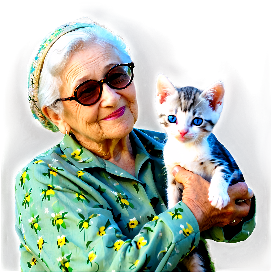 Grandmother With Cat Png 40