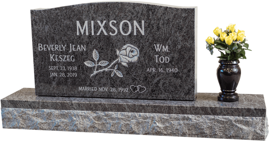 Granite Headstonewith Flowers