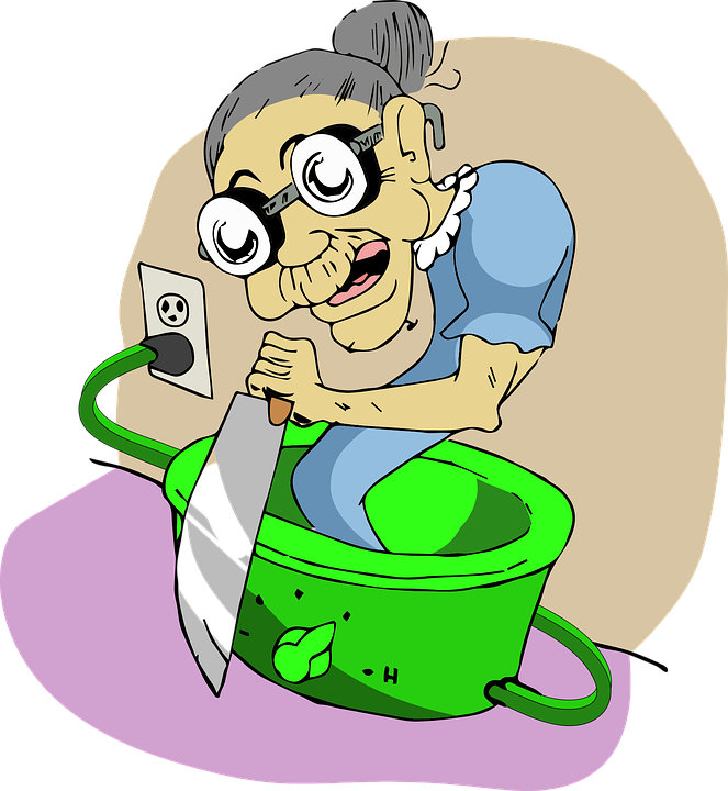 Granny Sharpening Knife Cartoon