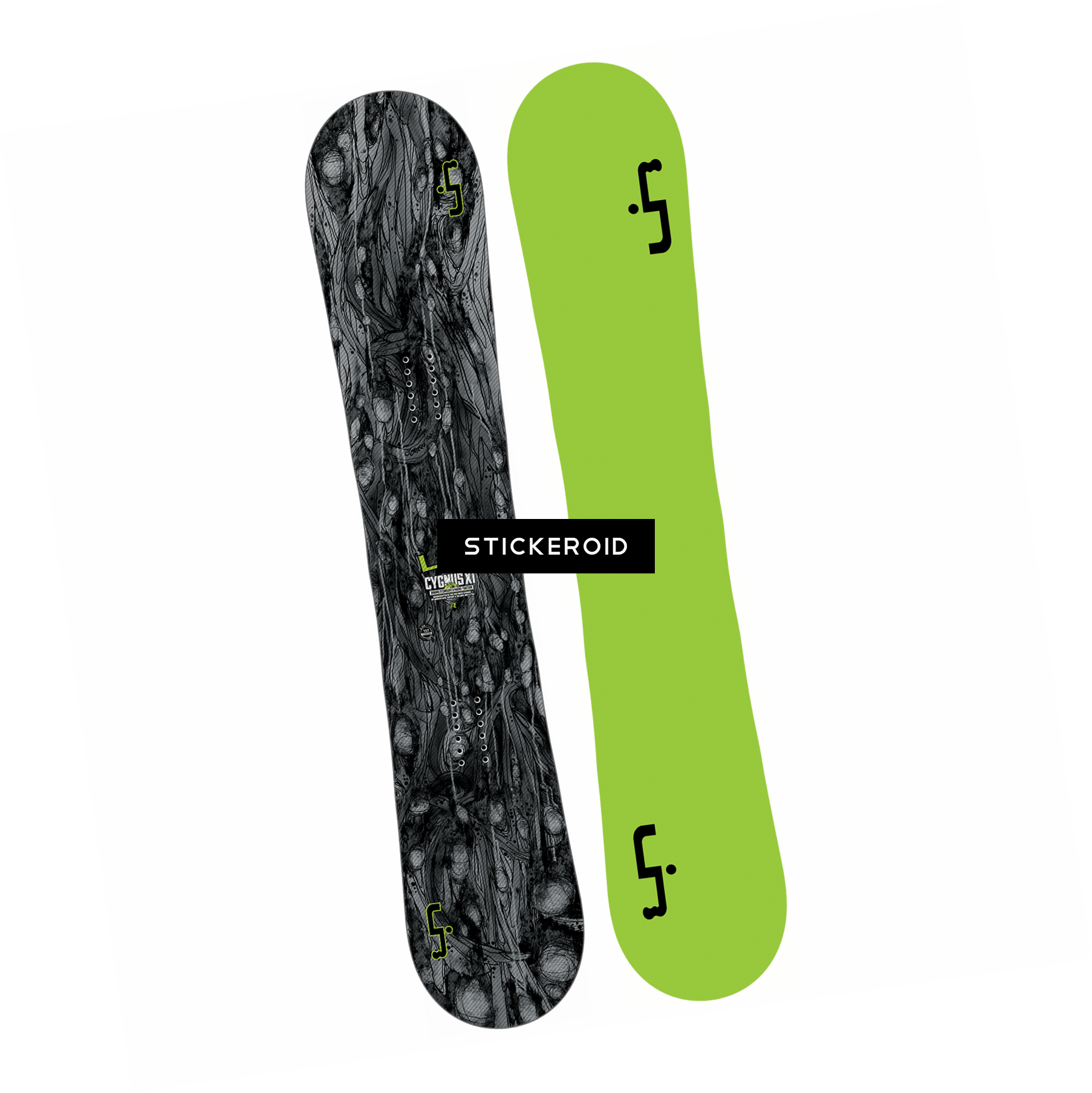 Graphic Blackand Green Snowboards