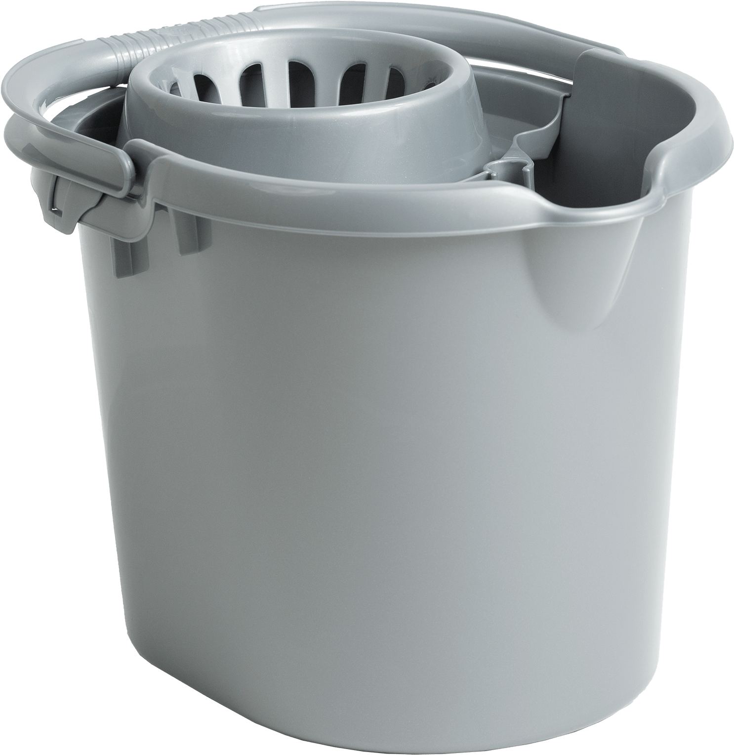 Gray Plastic Mop Bucket With Wringer